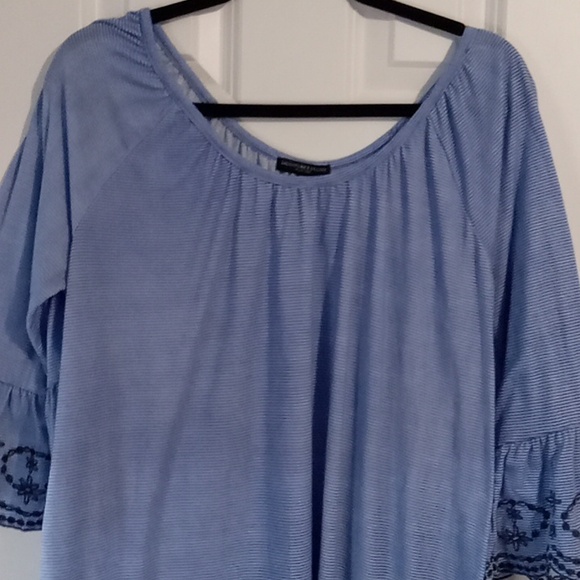 Signature Studio Light Blue Blouse with Navy Embroidery - Picture 2 of 5